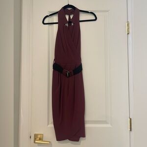 Max and Cleo Burgundy Sleveless Dress with Belt